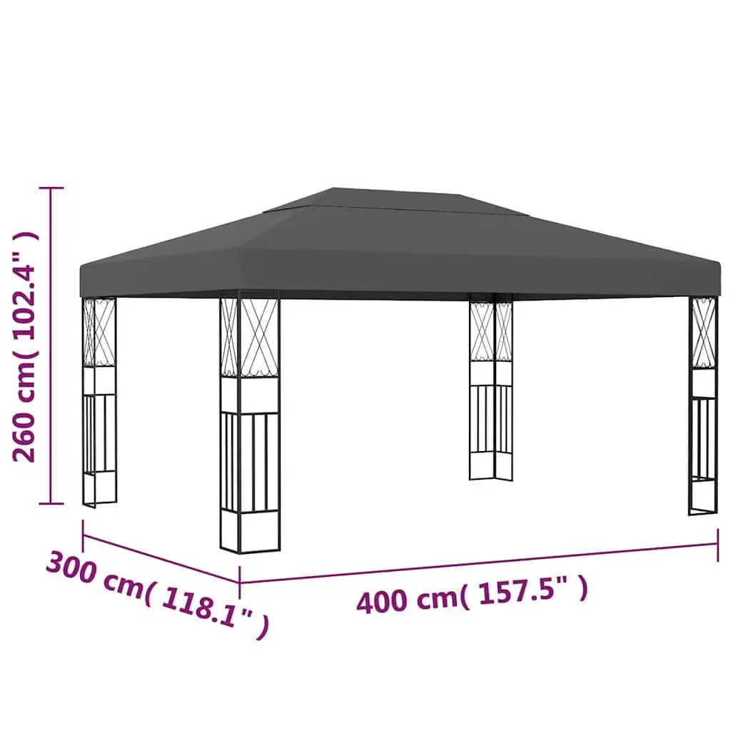 Gazebo Outdoor Canopy 3x4 m Anthracite Garden Patio Shade Shelter Steel Frame