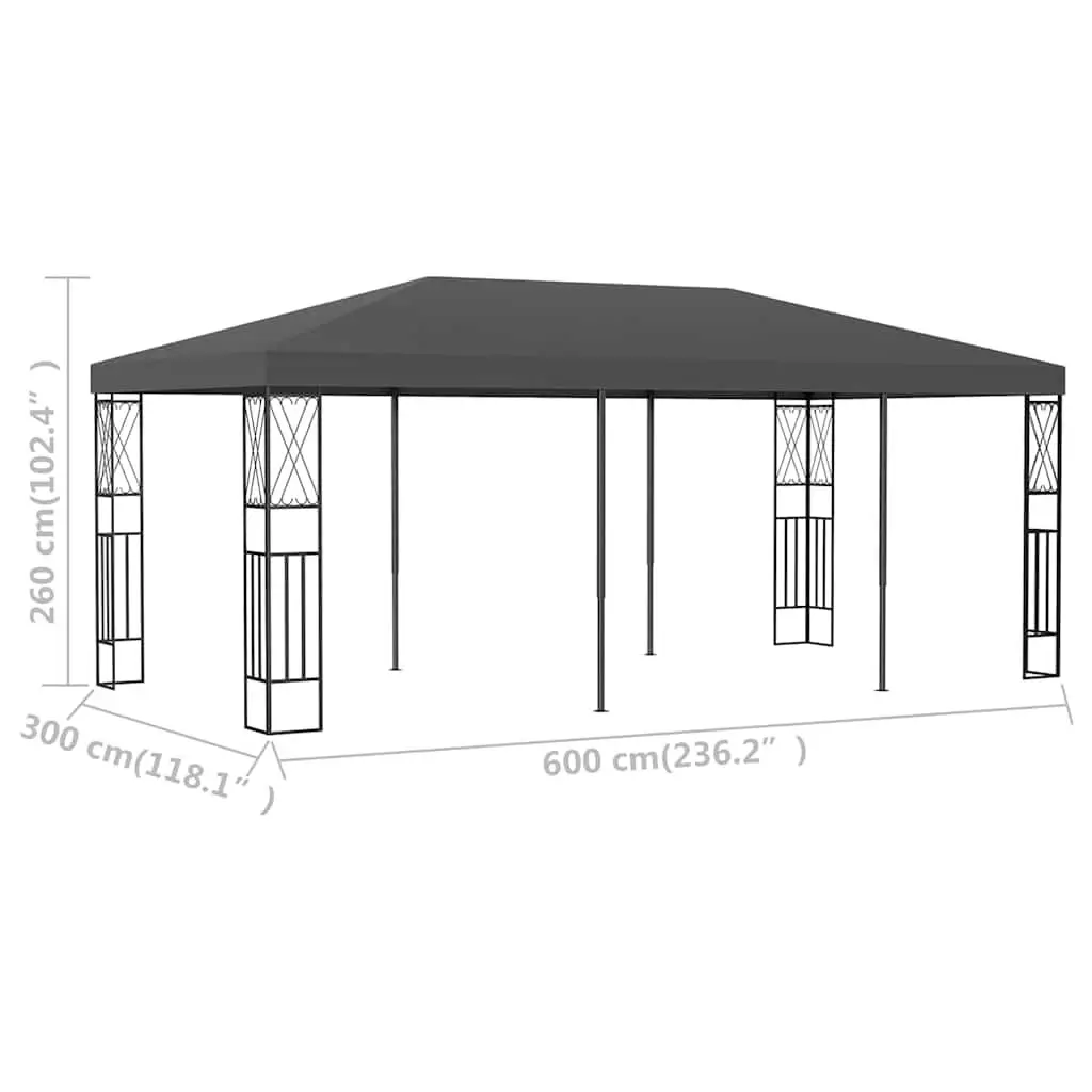 Gazebo Outdoor Use 3x6 m Steel Frame Polyester Roof