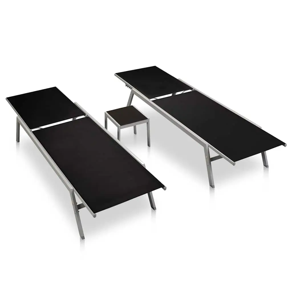 Sun Loungers Set 2 pcs Garden Outdoor Furniture Steel Frame Textilene