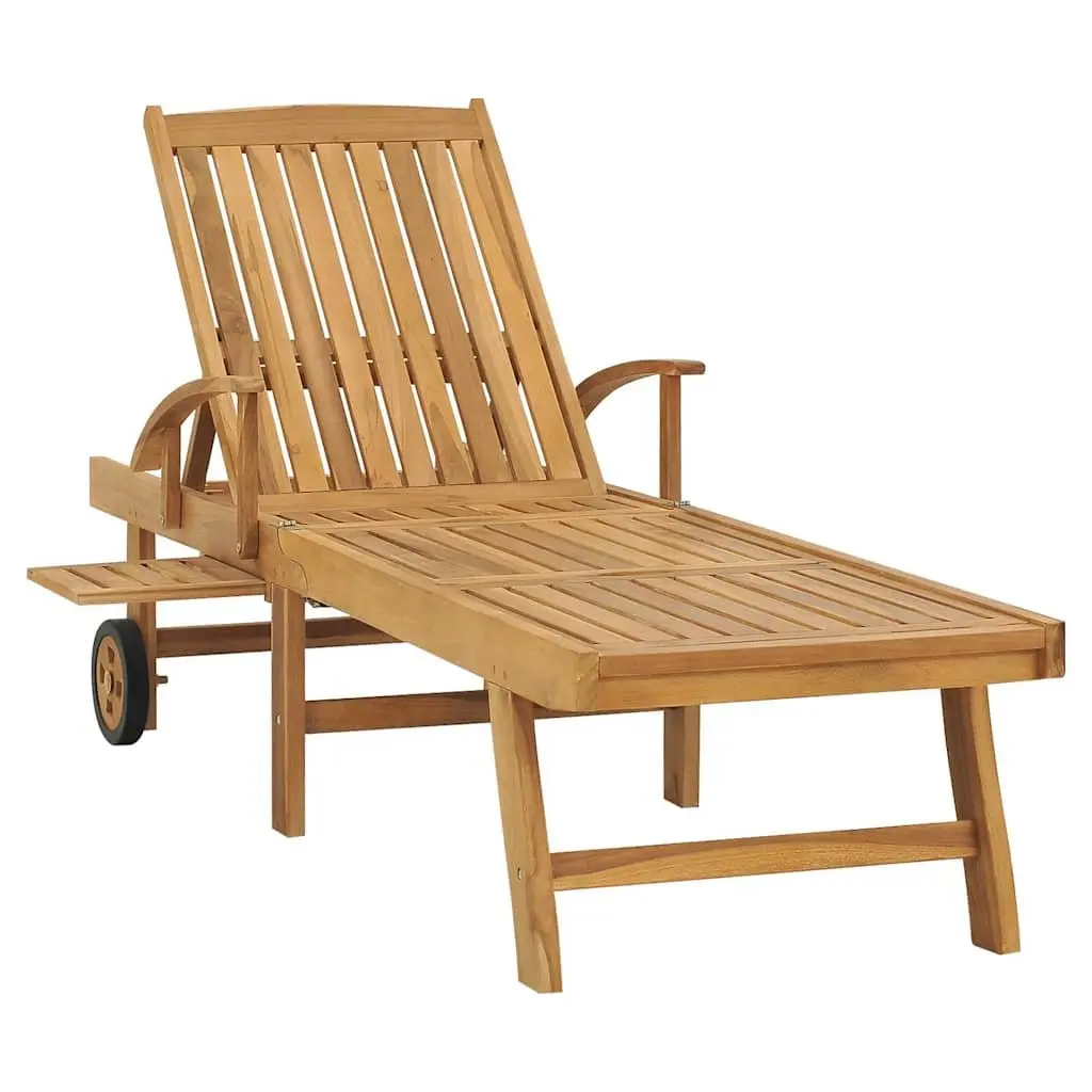 Sun Lounger Outdoor Garden Adjustable Backrest Teak Wood
