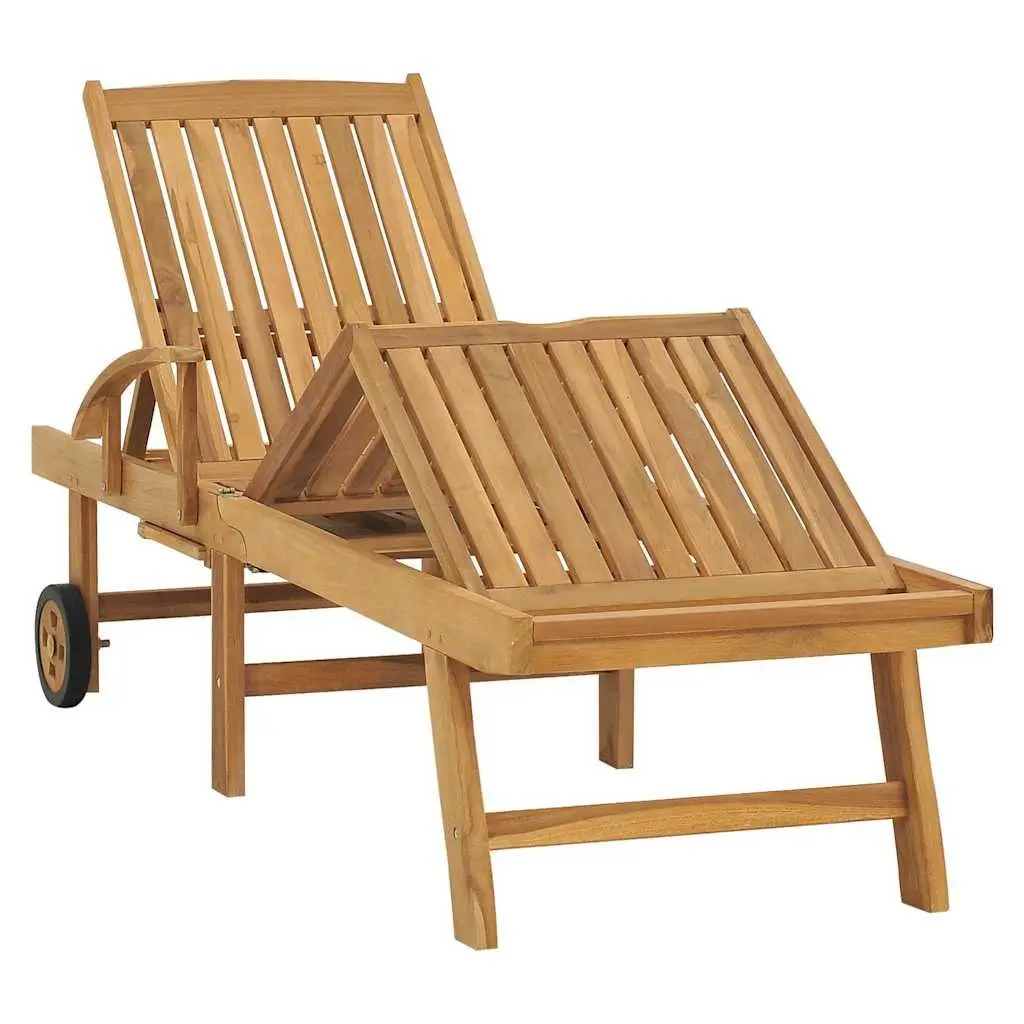 Sun Lounger Outdoor Garden Adjustable Backrest Teak Wood