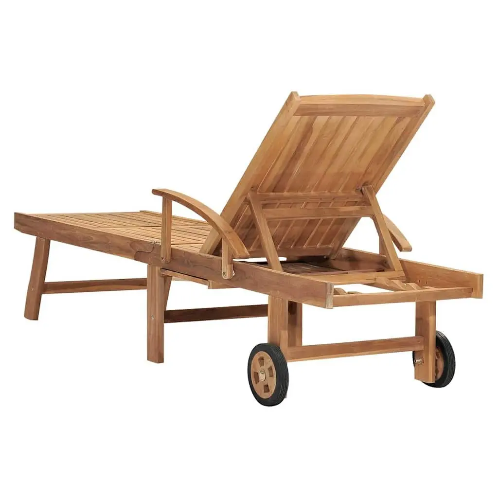 Sun Lounger Outdoor Garden Adjustable Backrest Teak Wood
