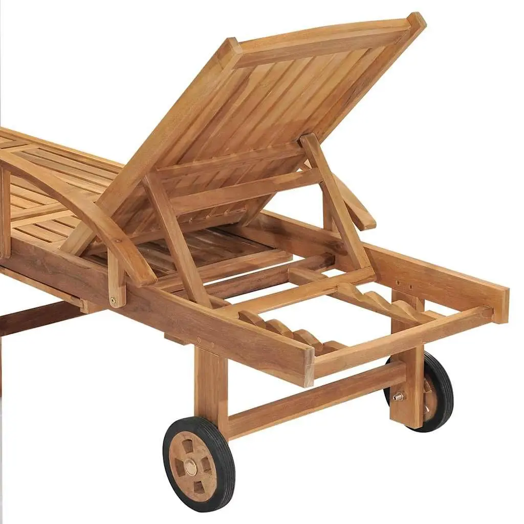 Sun Lounger Outdoor Garden Adjustable Backrest Teak Wood