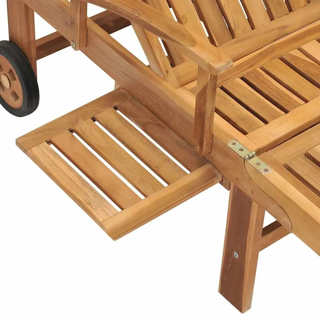 Sun Lounger Outdoor Garden Adjustable Backrest Teak Wood