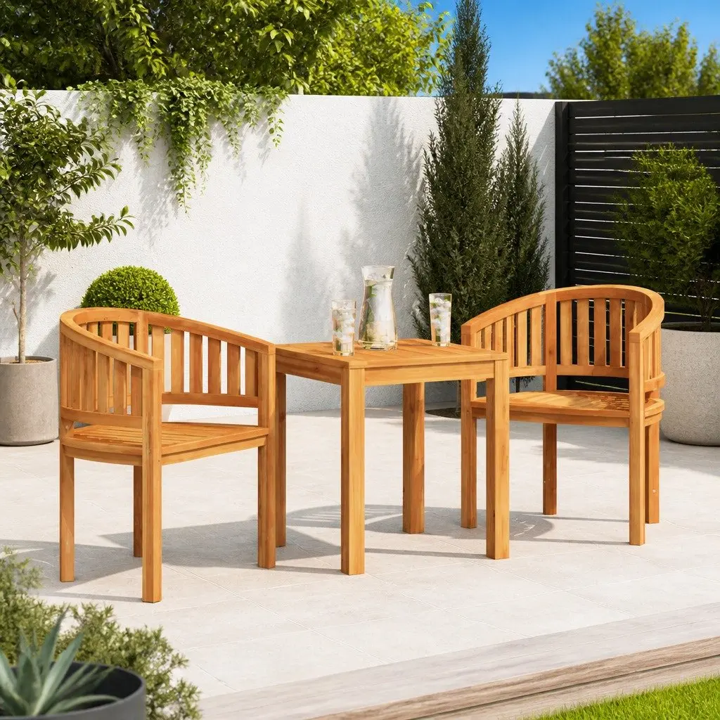 2pcs Banana Chairs in Solid Teak for Outdoor Seating