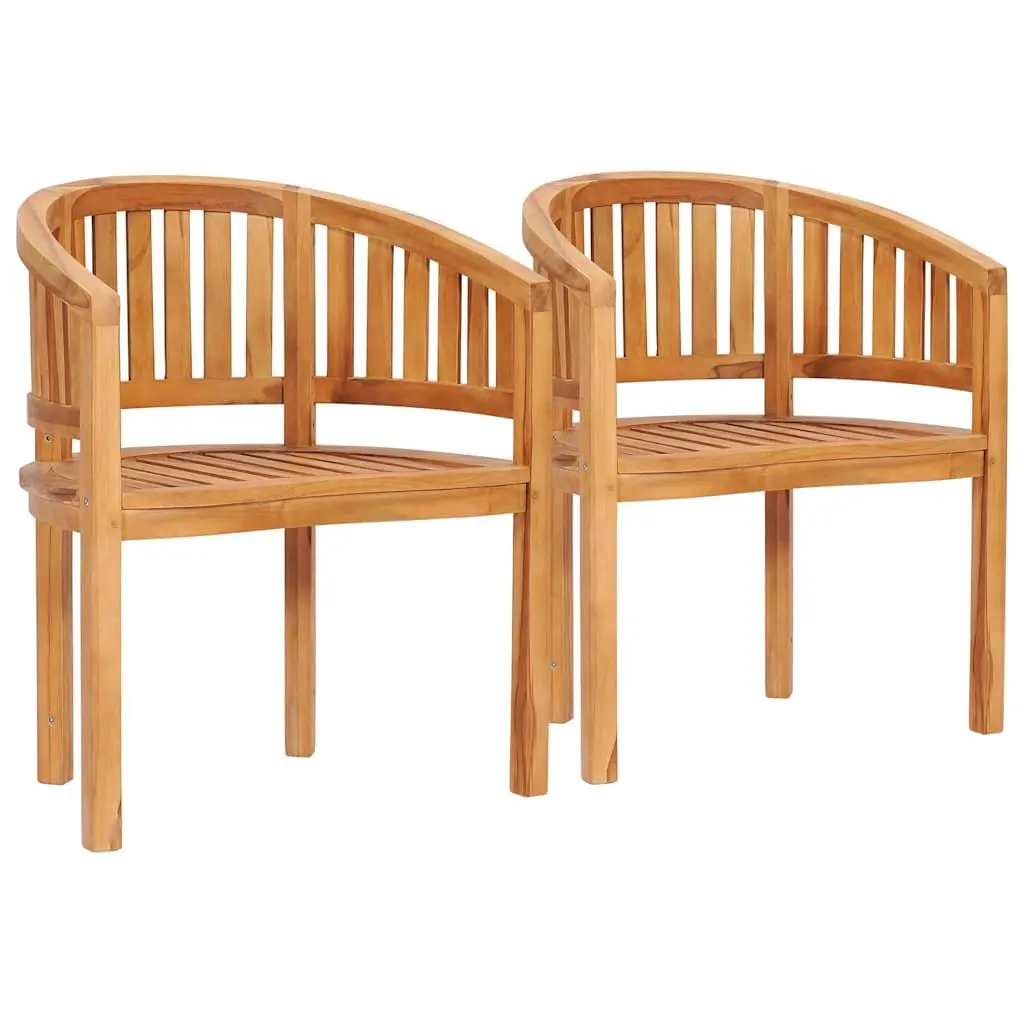 2pcs Banana Chairs in Solid Teak for Outdoor Seating