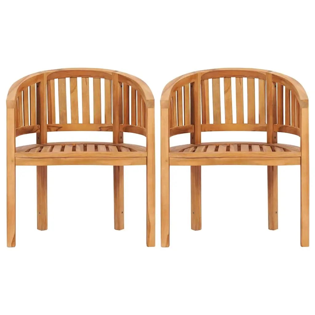 2pcs Banana Chairs in Solid Teak for Outdoor Seating