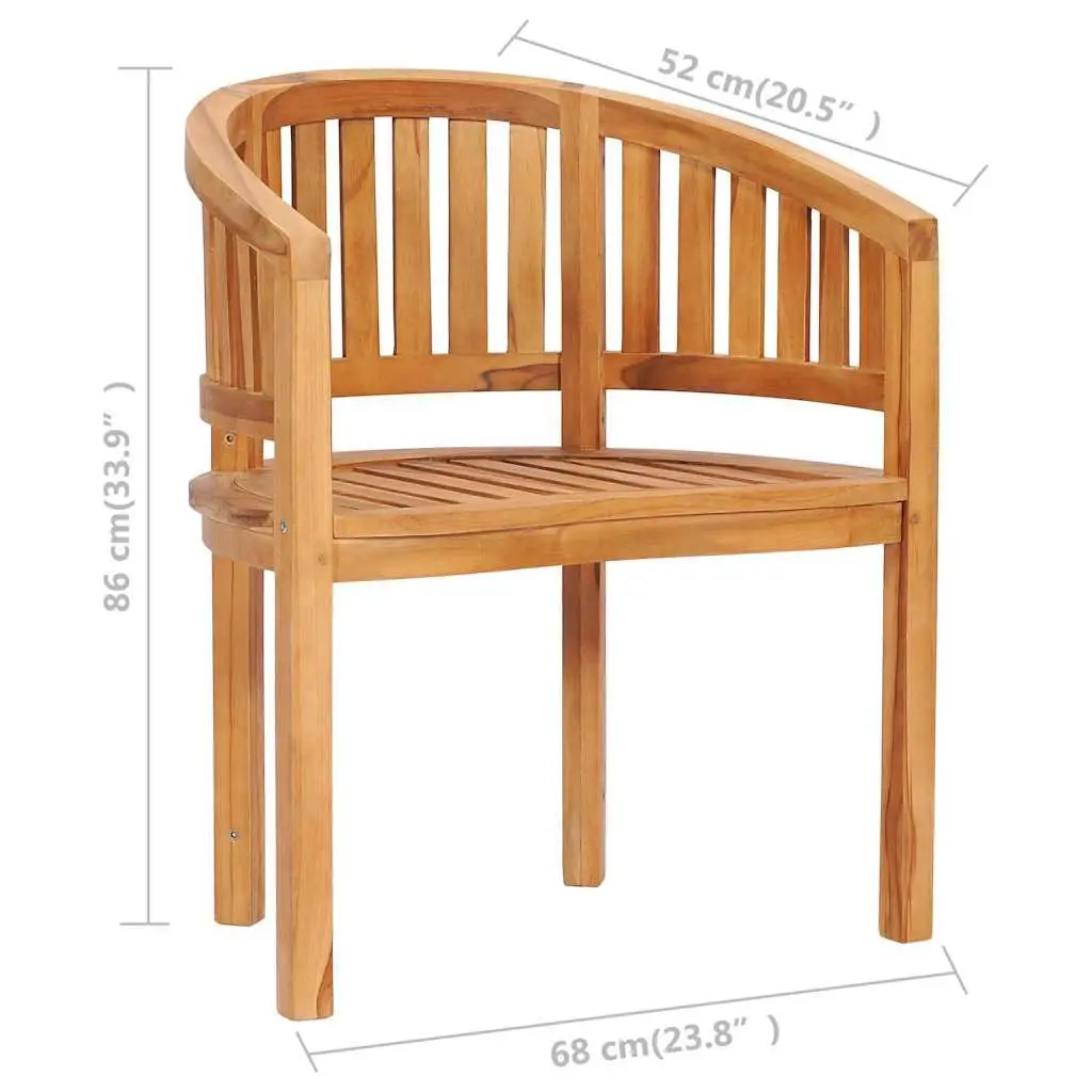 2pcs Banana Chairs in Solid Teak for Outdoor Seating