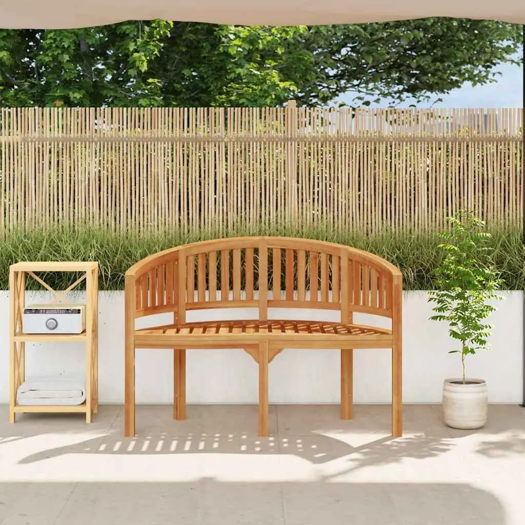 Banana Bench Outdoor Garden Seating 120cm Solid Teak Wood Brown 2-Seater Patio