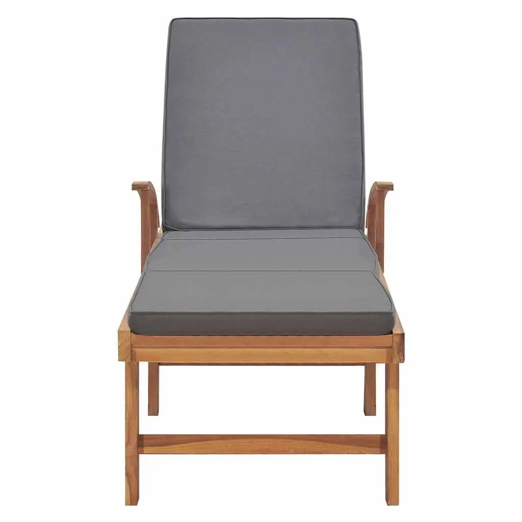 Sun Lounger Outdoor Garden Adjustable Backrest Cushion Teak Wood