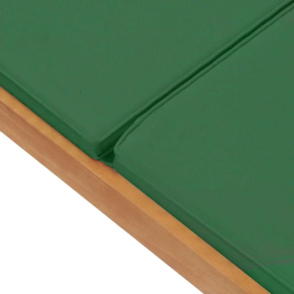 Teak Wood Sun Lounger Outdoor Garden Patio Deck Chair with Cushion Green