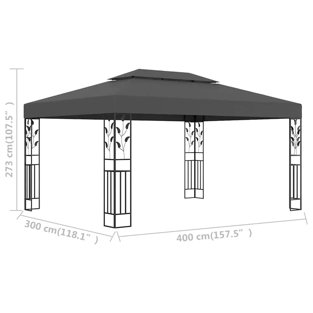 3x4m Anthracite Garden Gazebo