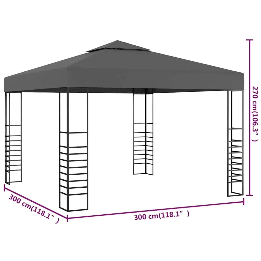 Outdoor Canopy Pavilion Garden Marquee Steel Frame 3x3m Anthracite with Polyester Roof for Events and Gatherings