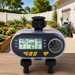 Digital Water Timer Dual Outlet Automatic Sprinkler Controller Lawn Garden