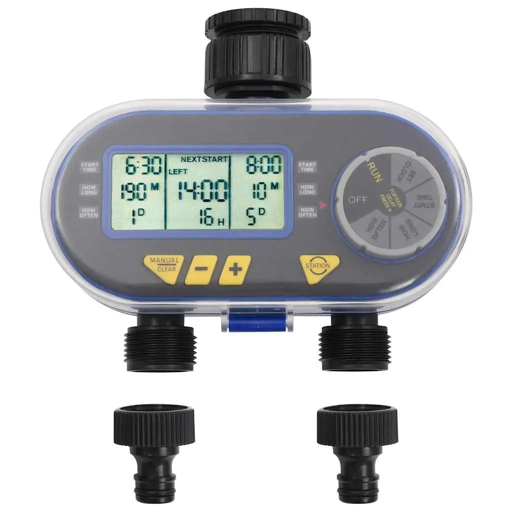 Digital Water Timer Dual Outlet Automatic Sprinkler Controller Lawn Garden