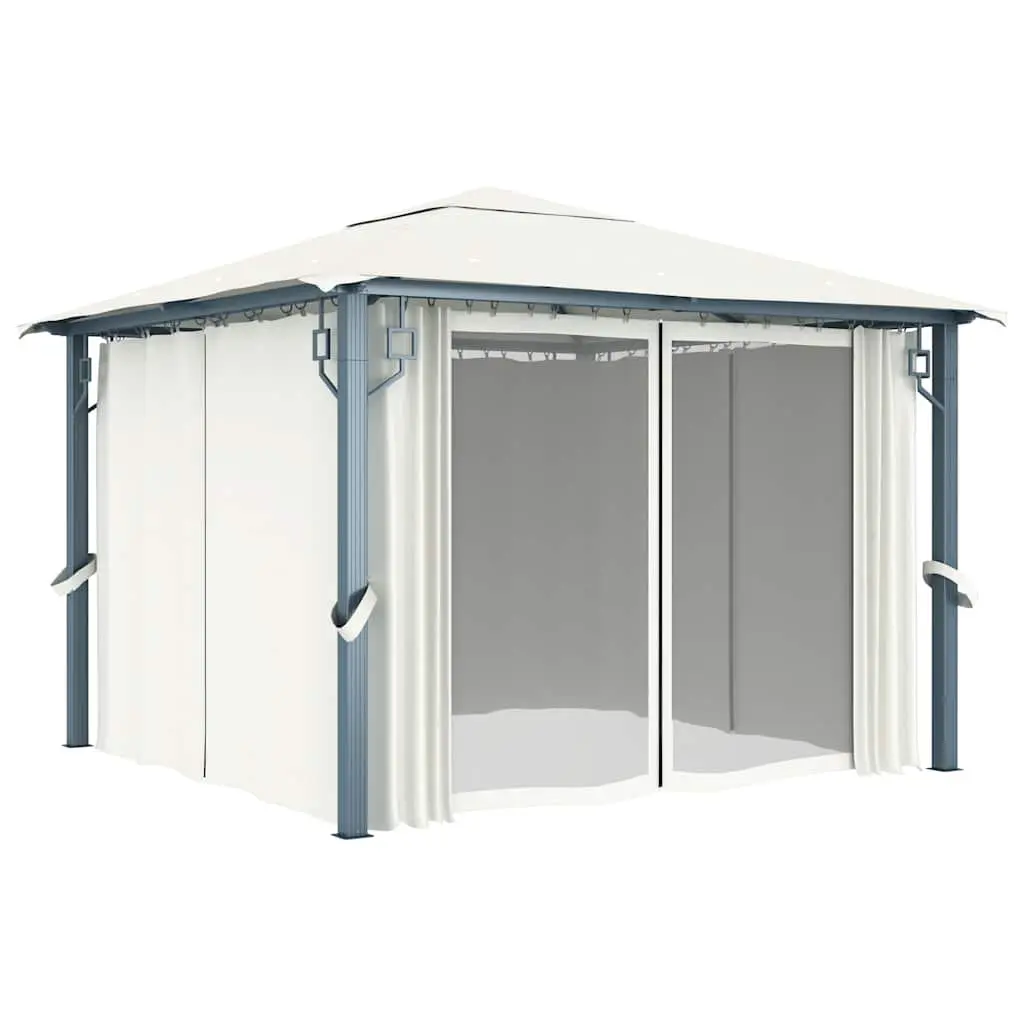 Gazebo Outdoor Canopy Pavilion 300x300 cm with Curtain Cream