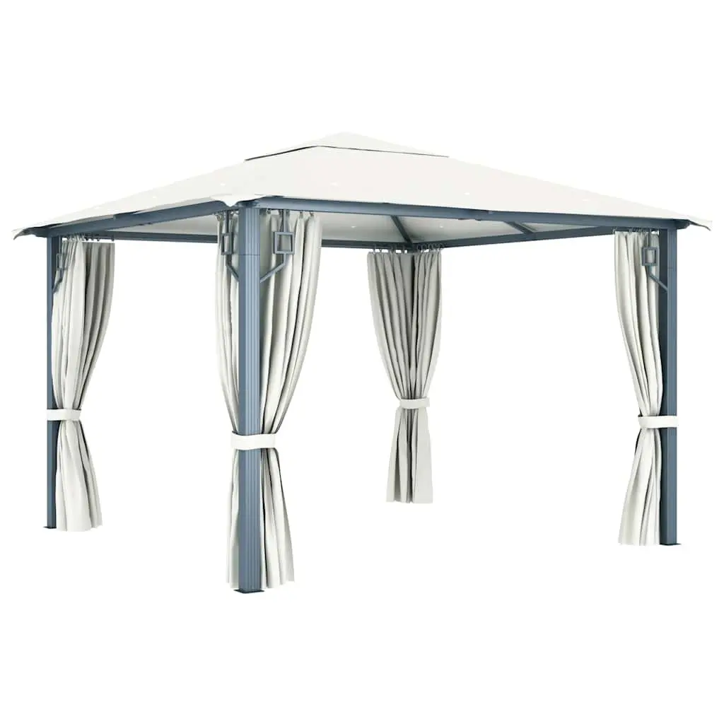 Gazebo Outdoor Canopy Pavilion 300x300 cm with Curtain Cream