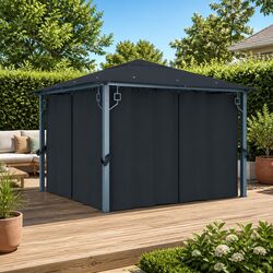 Anthracite Gazebo Canopy 300 x 300 cm with 4 Sidewalls