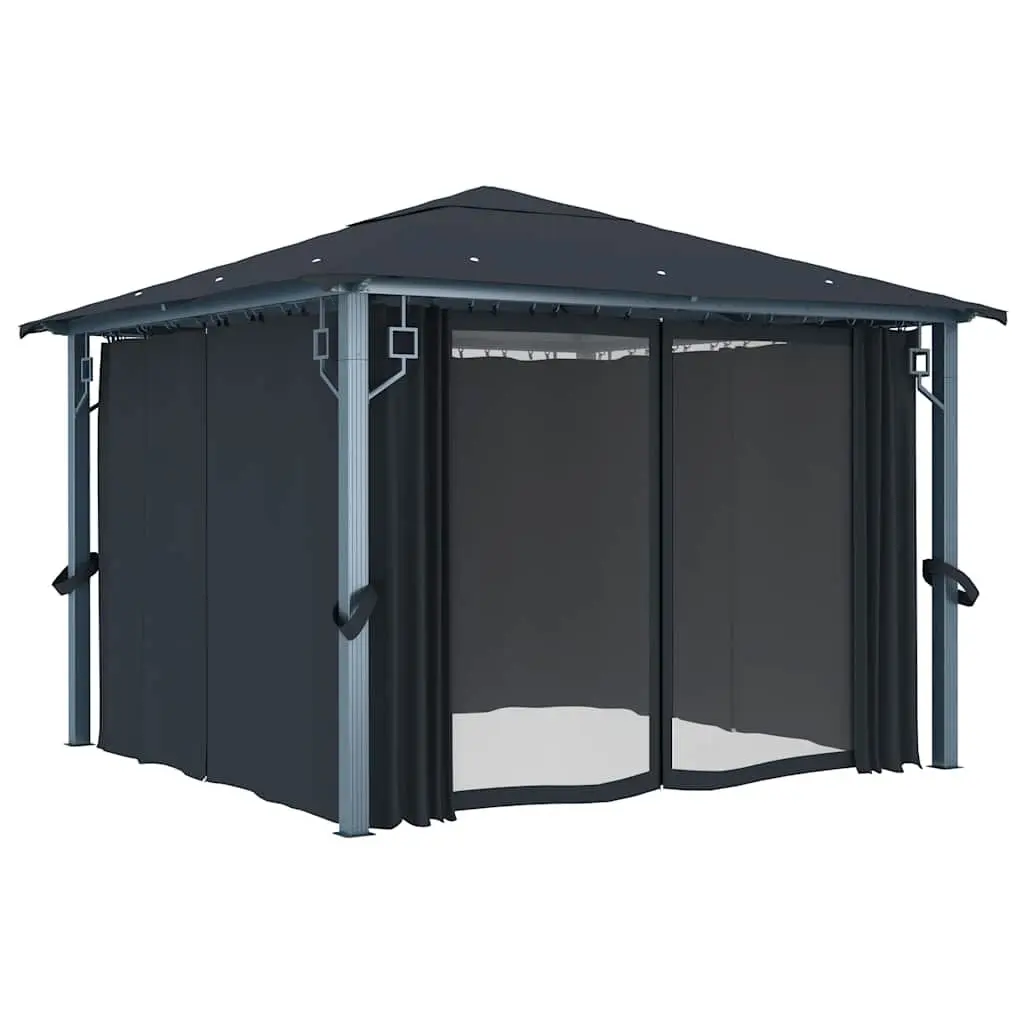 Outdoor Canopy Gazebo Anthracite 300x300 cm with Removable Curtain Sidewalls for Garden Events