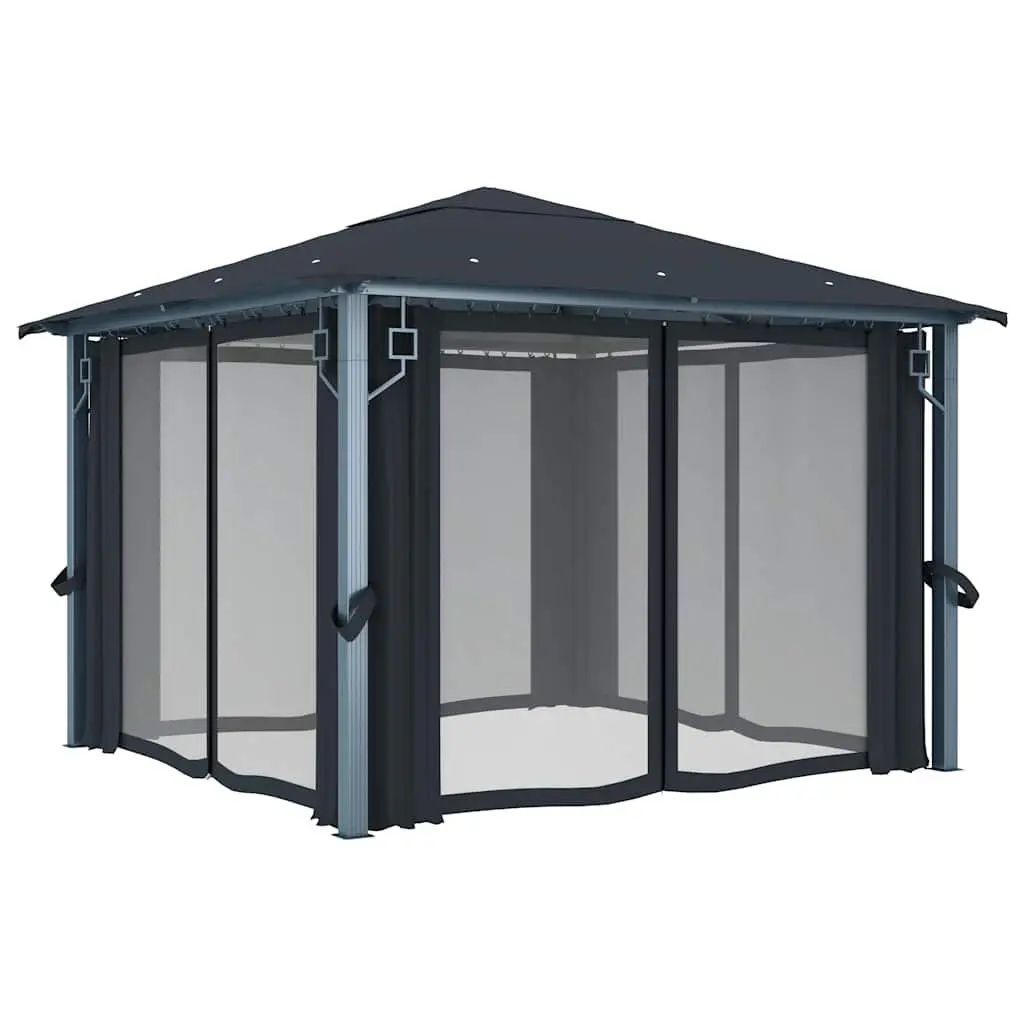 Outdoor Canopy Gazebo Anthracite 300x300 cm with Removable Curtain Sidewalls for Garden Events