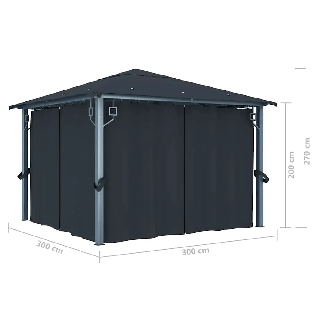 Outdoor Canopy Gazebo Anthracite 300x300 cm with Removable Curtain Sidewalls for Garden Events