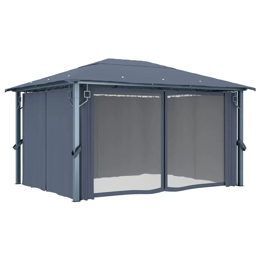 Outdoor Gazebo Canopy 400x300 cm with Curtains Sidewalls Mesh Screens Anthracite