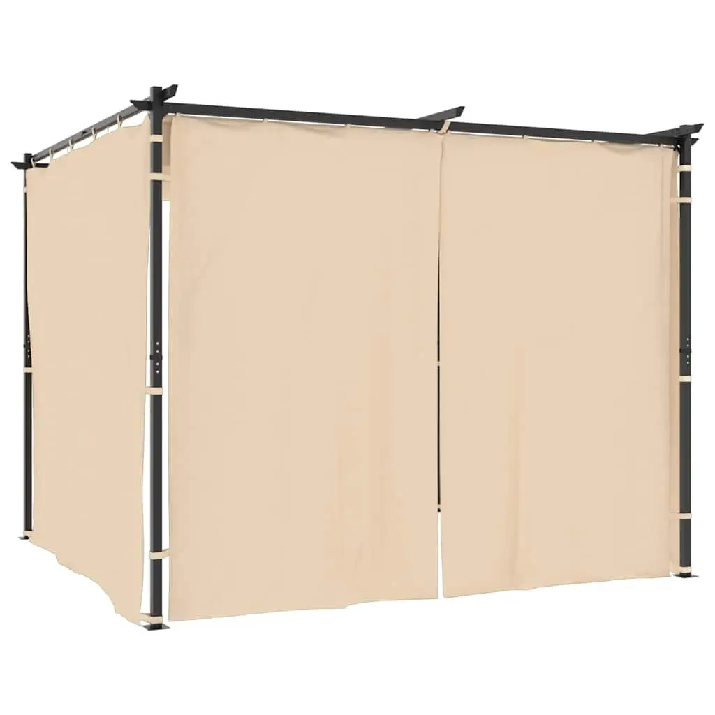Gazebo Outdoor 3x3 m Cream Garden Shelter with Curtains