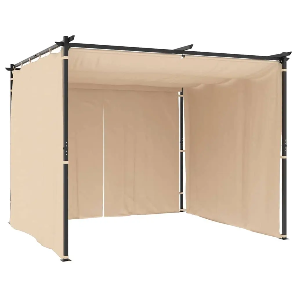 Gazebo Outdoor 3x3 m Cream Garden Shelter with Curtains