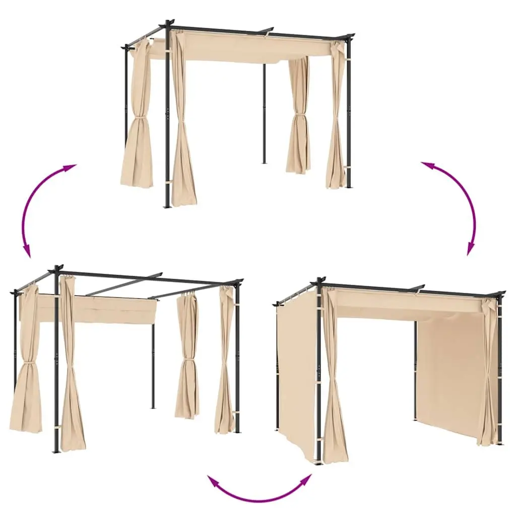 Gazebo Outdoor 3x3 m Cream Garden Shelter with Curtains