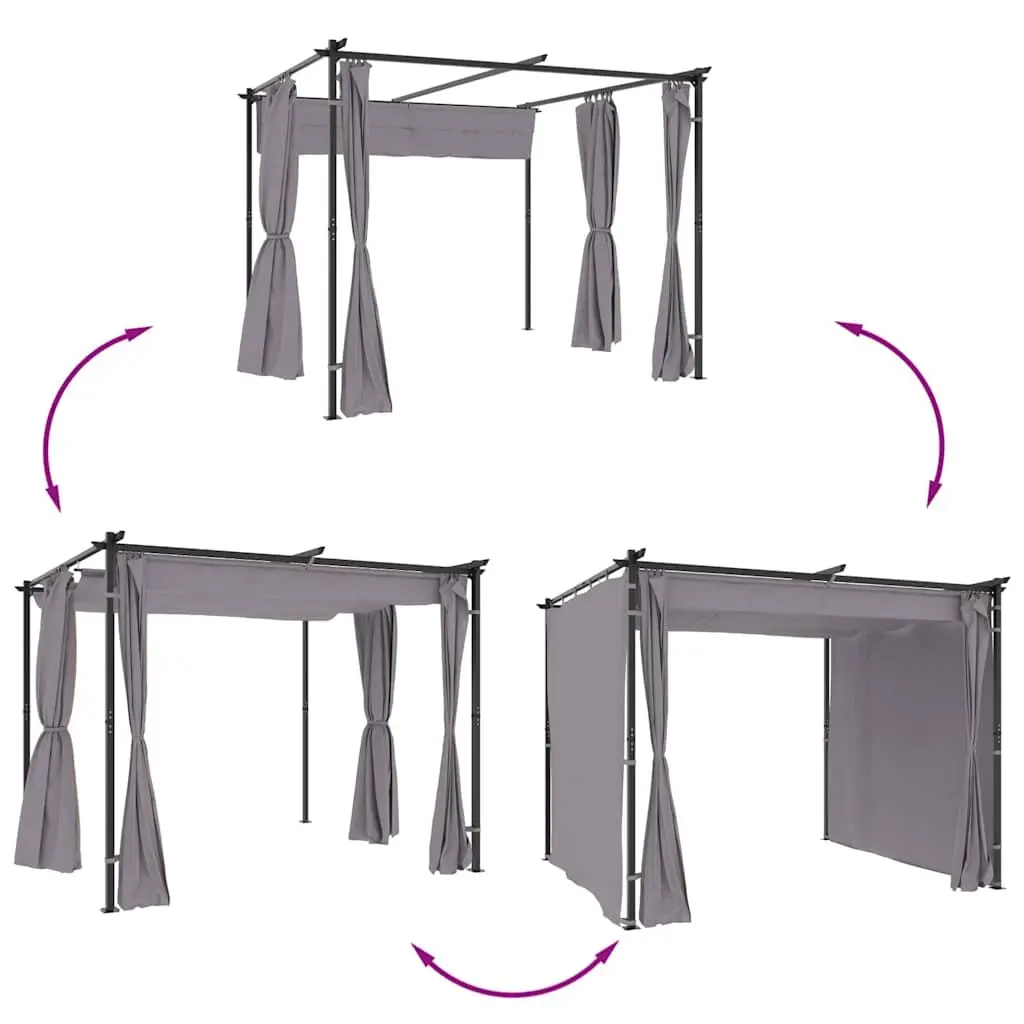 Gazebo with Curtains 3x3 m