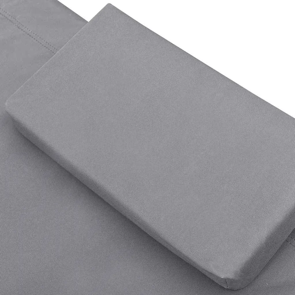 Sun Lounger Bed for Garden Patio Grey with Canopy and Pillow