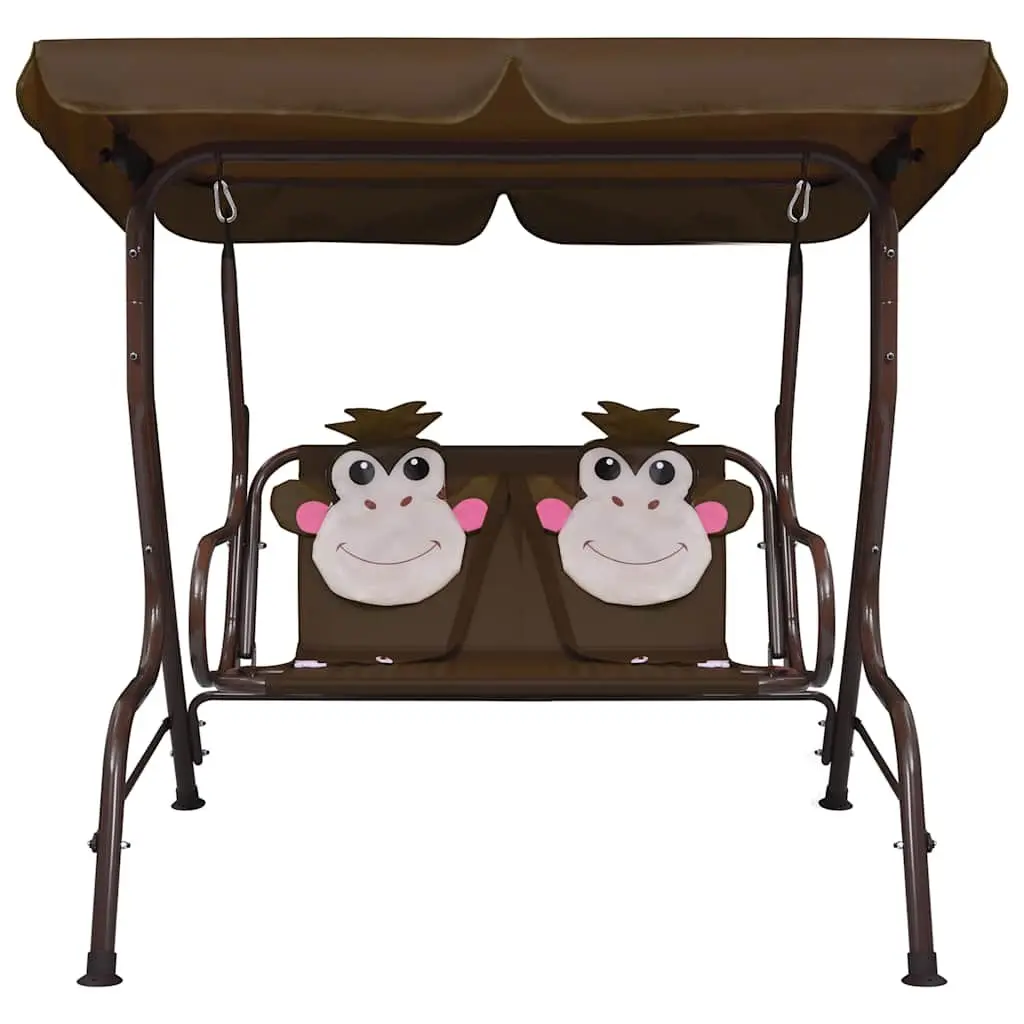 Kids Swing Bench for Garden Patio Outdoor Use with Canopy Shade Brown