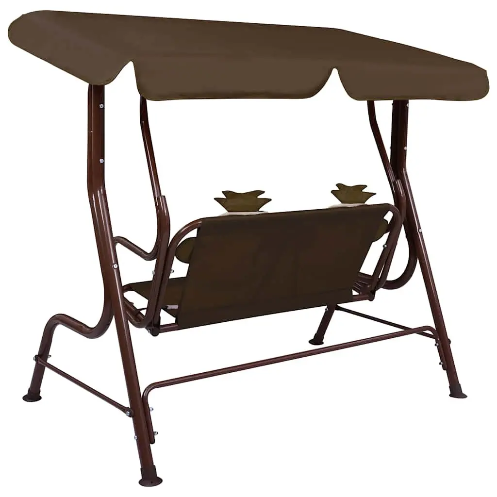 Kids Swing Bench for Garden Patio Outdoor Use with Canopy Shade Brown