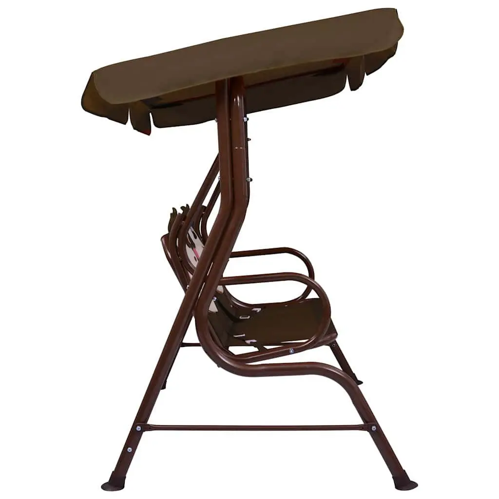 Kids Swing Bench for Garden Patio Outdoor Use with Canopy Shade Brown