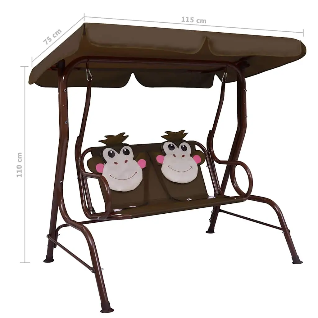 Kids Swing Bench for Garden Patio Outdoor Use with Canopy Shade Brown