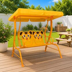 Kids Swing Bench: Yellow, 115x75x110cm, with Canopy