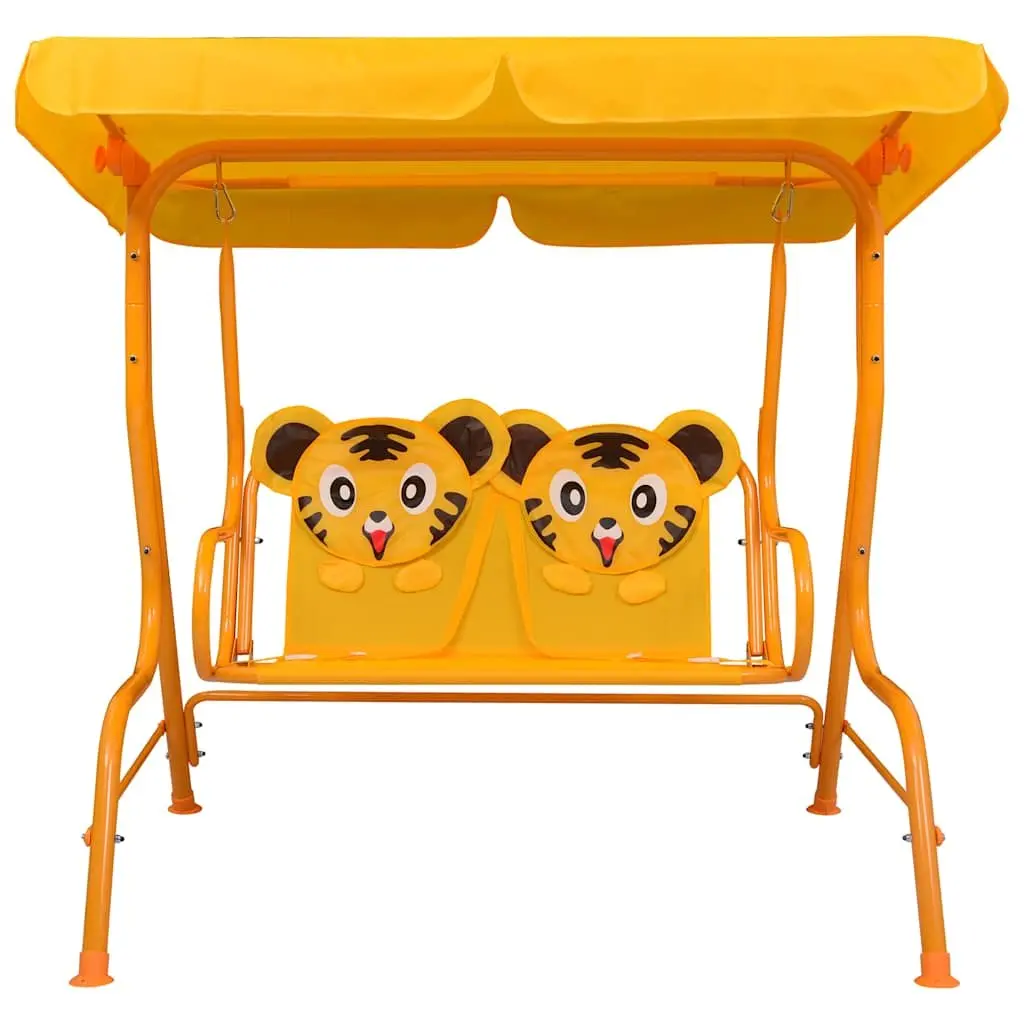 Kids Swing Bench Outdoor Garden Patio Seat with Canopy Yellow 115x75x110cm