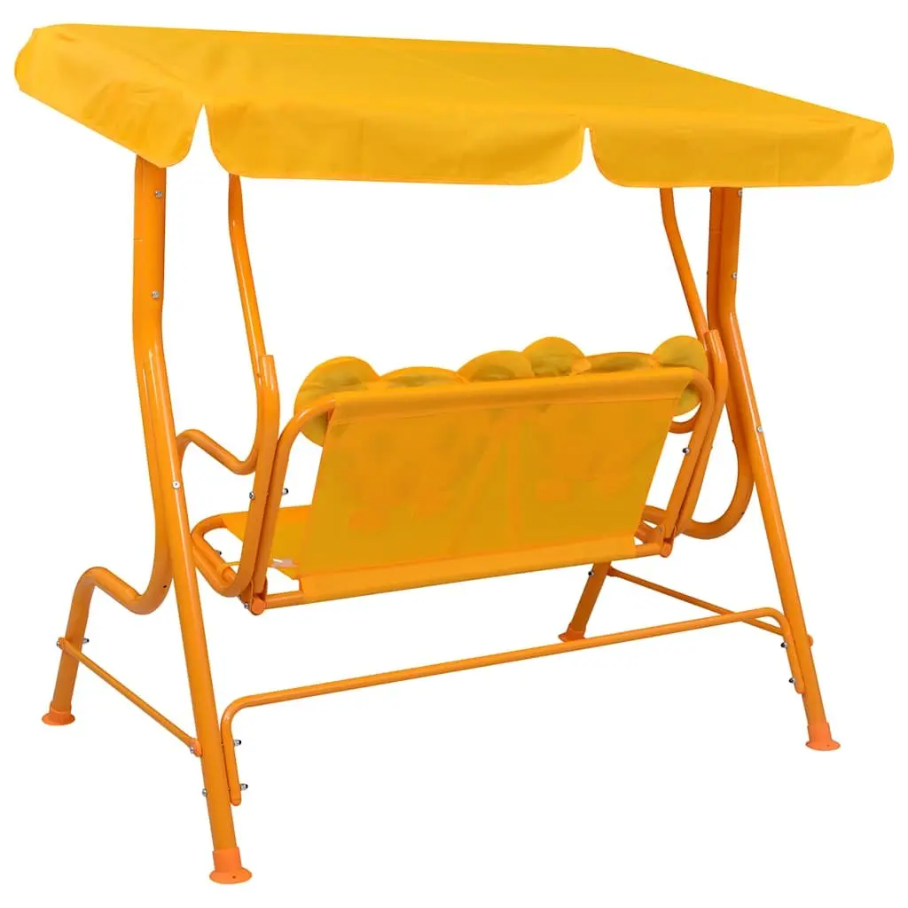 Kids Swing Bench Outdoor Garden Patio Seat with Canopy Yellow 115x75x110cm