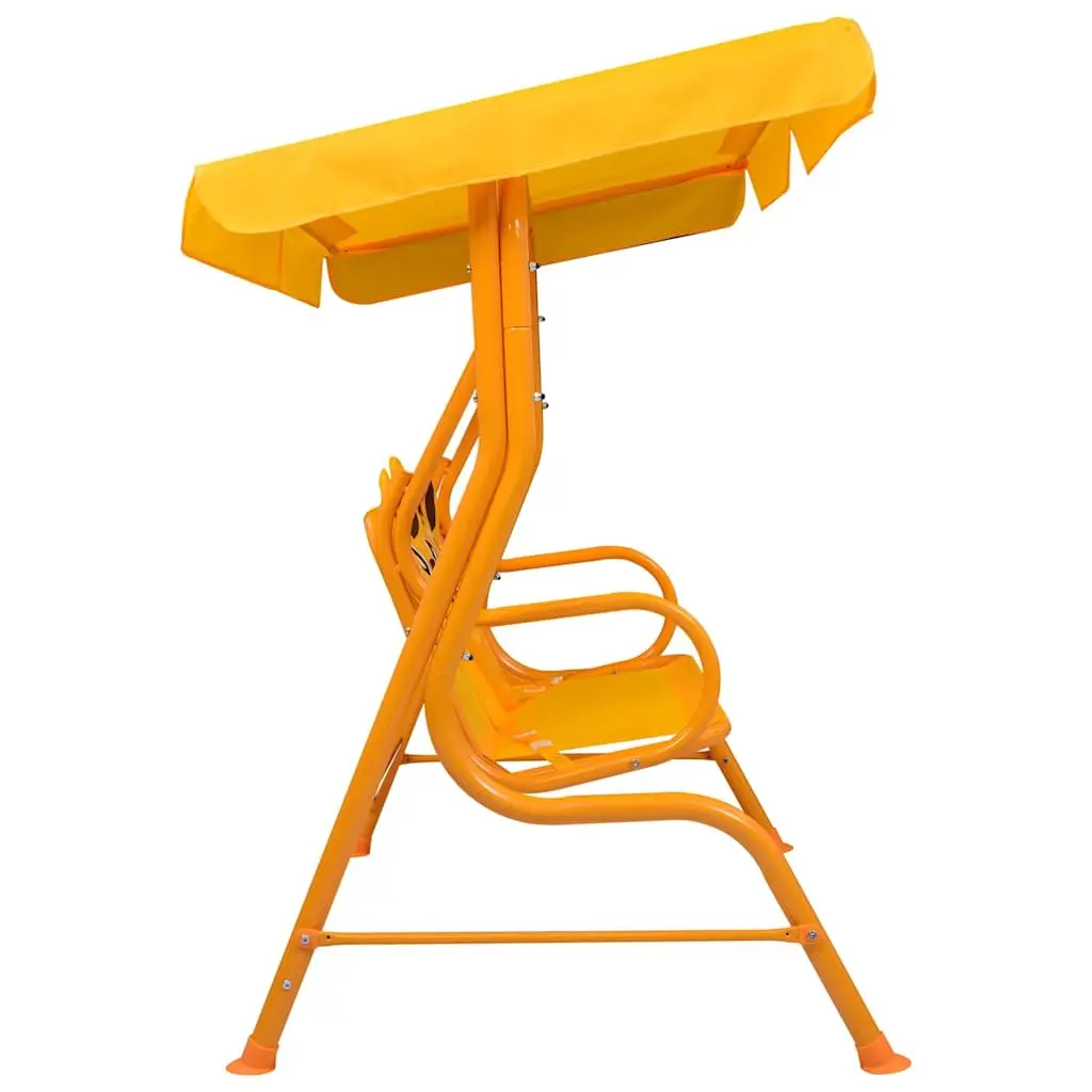 Kids Swing Bench Outdoor Garden Patio Seat with Canopy Yellow 115x75x110cm