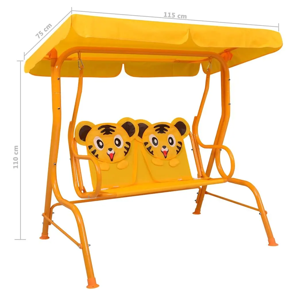 Kids Swing Bench Outdoor Garden Patio Seat with Canopy Yellow 115x75x110cm