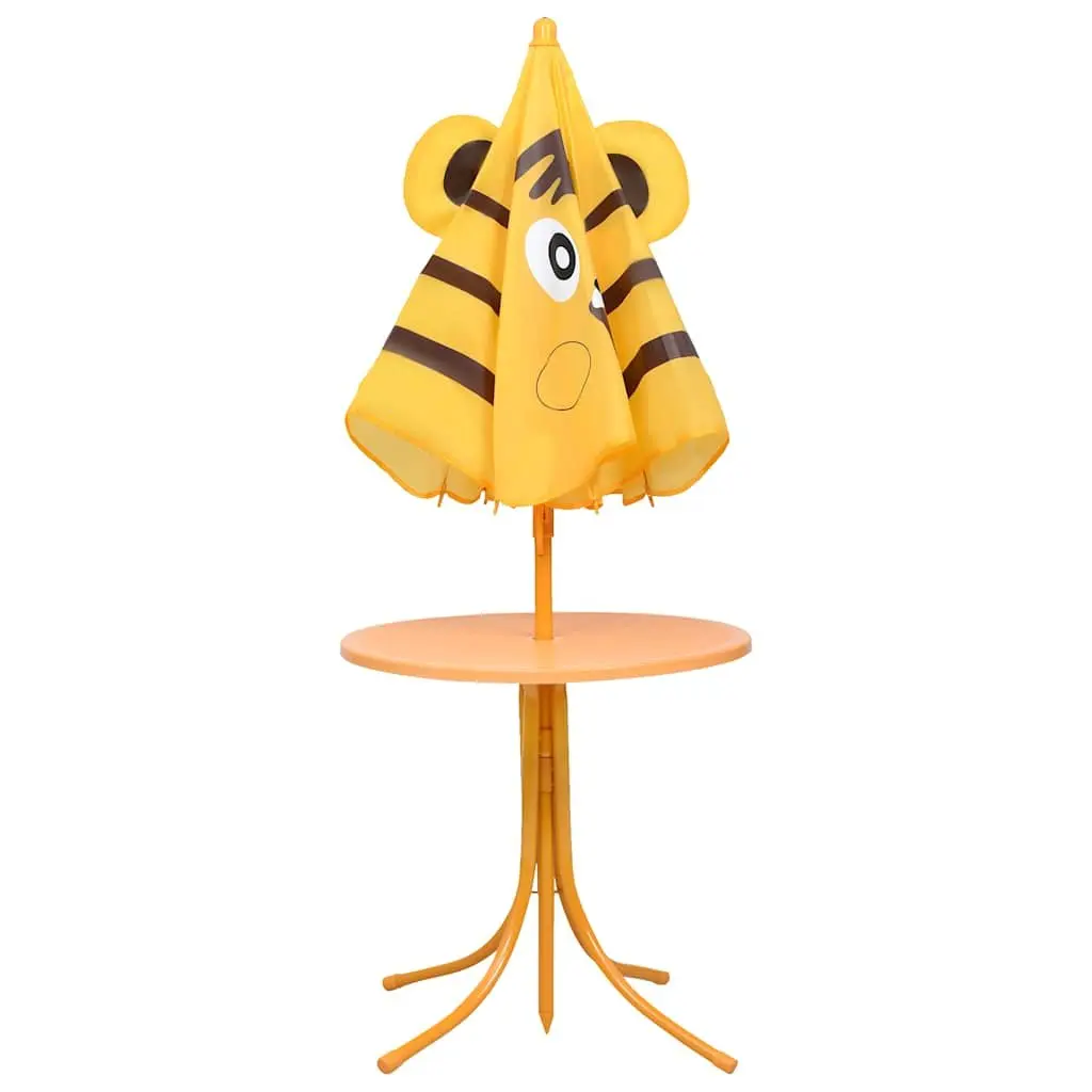 Kids Garden Bistro Set 3 Piece Yellow Outdoor Furniture Table Chairs Parasol