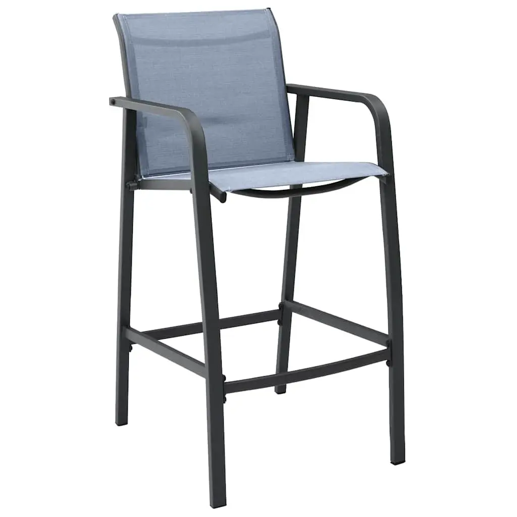 Outdoor Bar Chairs Set 4 Piece Grey Textilene Patio Garden Furniture