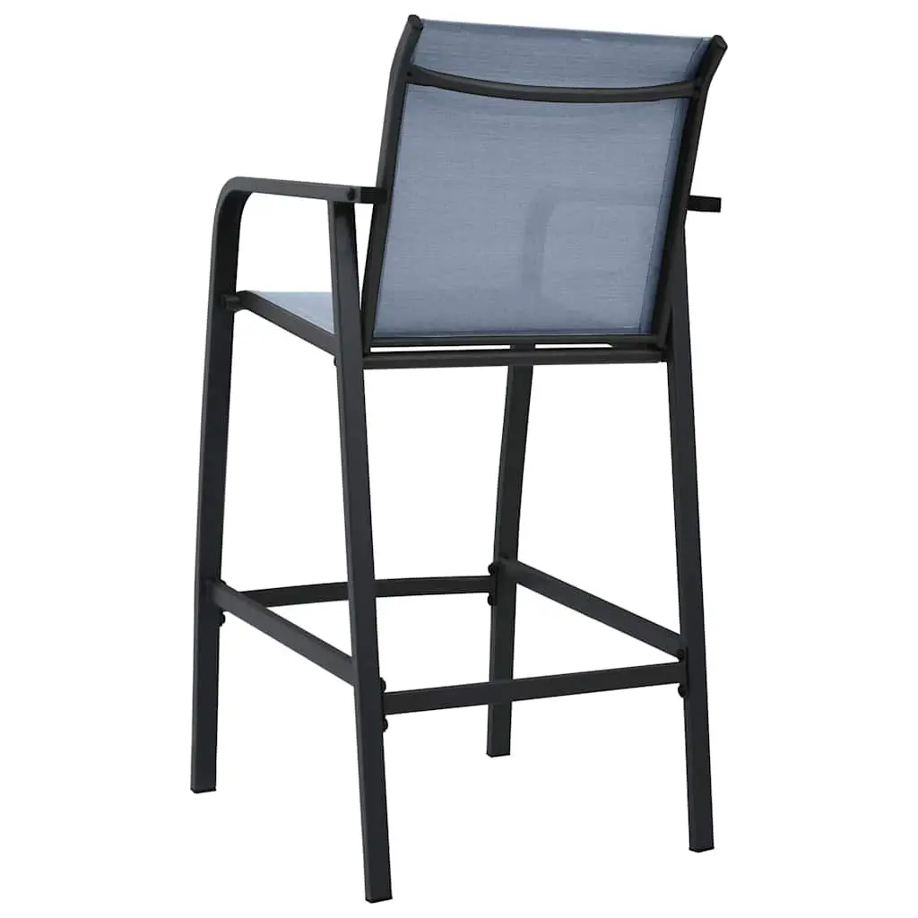 Outdoor Bar Chairs Set 4 Piece Grey Textilene Patio Garden Furniture