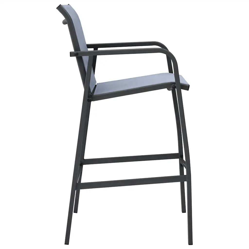 Outdoor Bar Chairs Set 4 Piece Grey Textilene Patio Garden Furniture