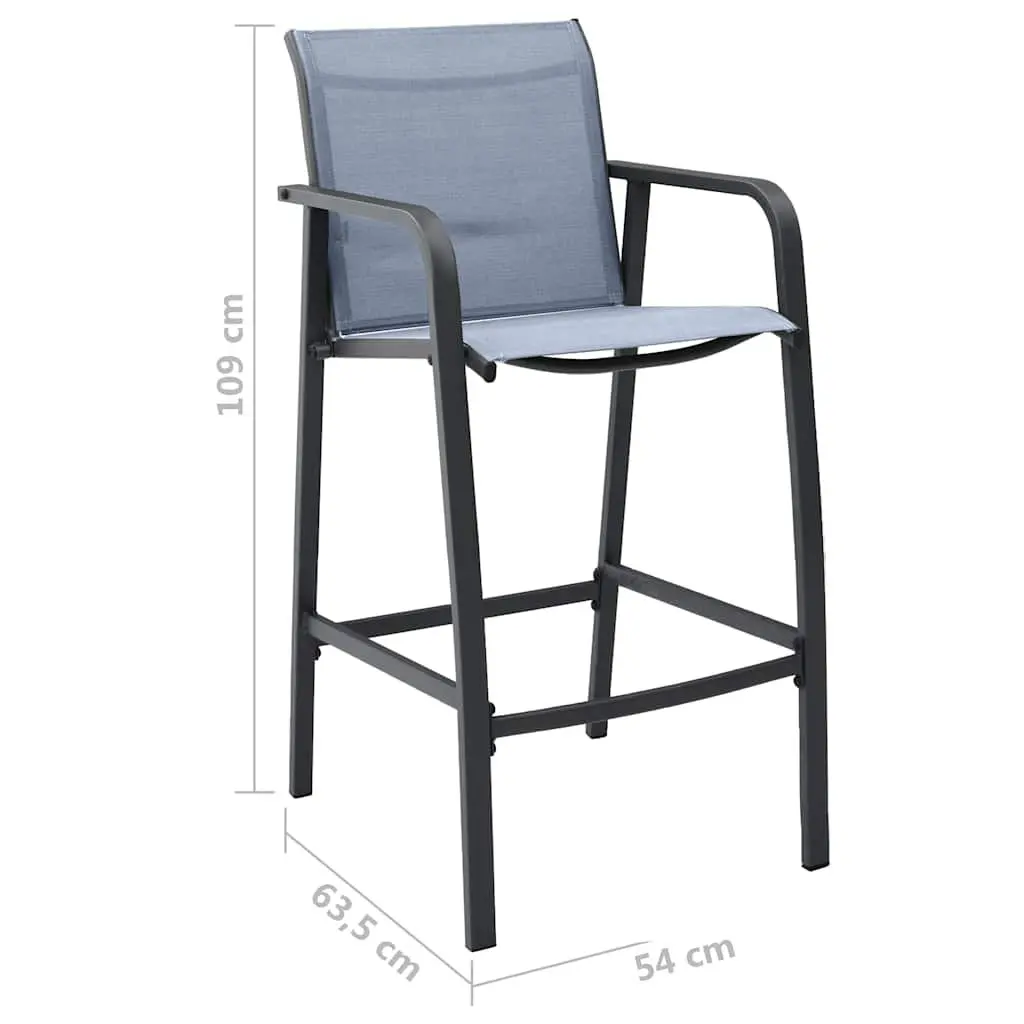 Outdoor Bar Chairs Set 4 Piece Grey Textilene Patio Garden Furniture