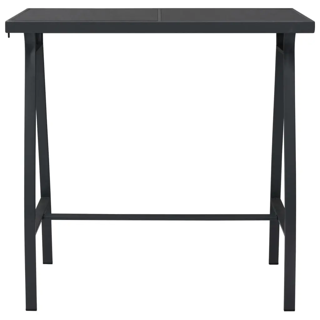 Garden Bar Table Outdoor Patio Furniture Black Steel Frame Tempered Glass Top 110L x 60W x 110H cm