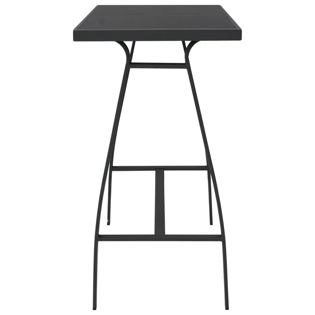Garden Bar Table Outdoor Patio Furniture Black Steel Frame Tempered Glass Top 110L x 60W x 110H cm