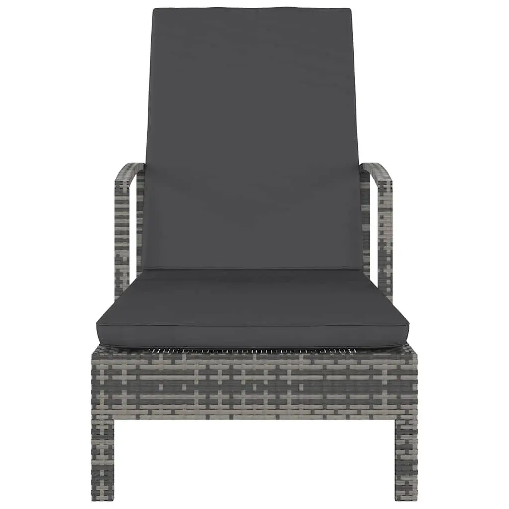 Sun Lounger Outdoor Patio Adjustable Grey Poly Rattan Chair