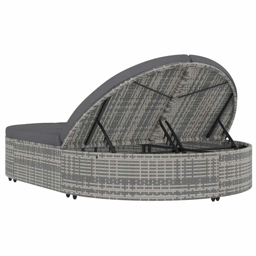 Outdoor Sun Lounger for Garden and Patio 2 Person Adjustable Grey