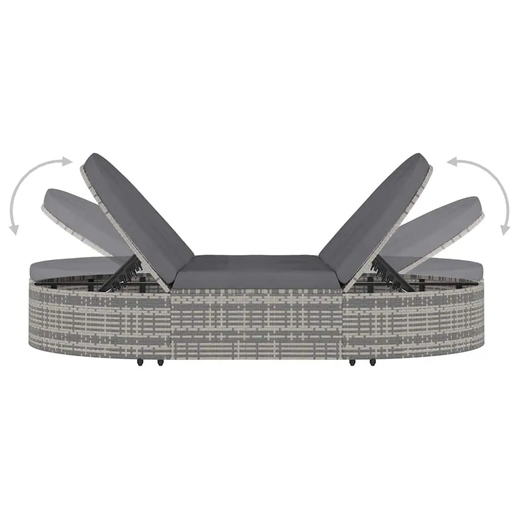 Outdoor Sun Lounger for Garden and Patio 2 Person Adjustable Grey